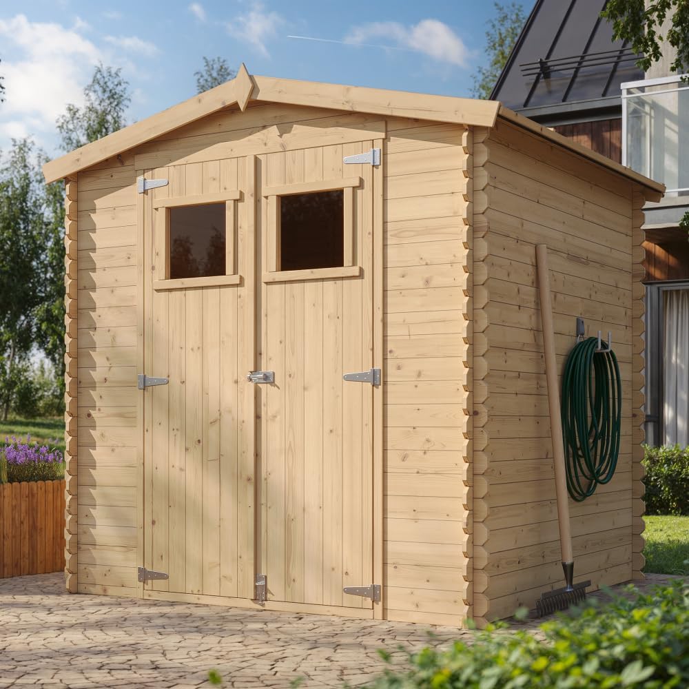 Abri de Jardin en Bois - Stockage extérieur I216xL206xH218 cm/ 3.53 m2 Petit abri à Outils, Local à vélos - etezen M343