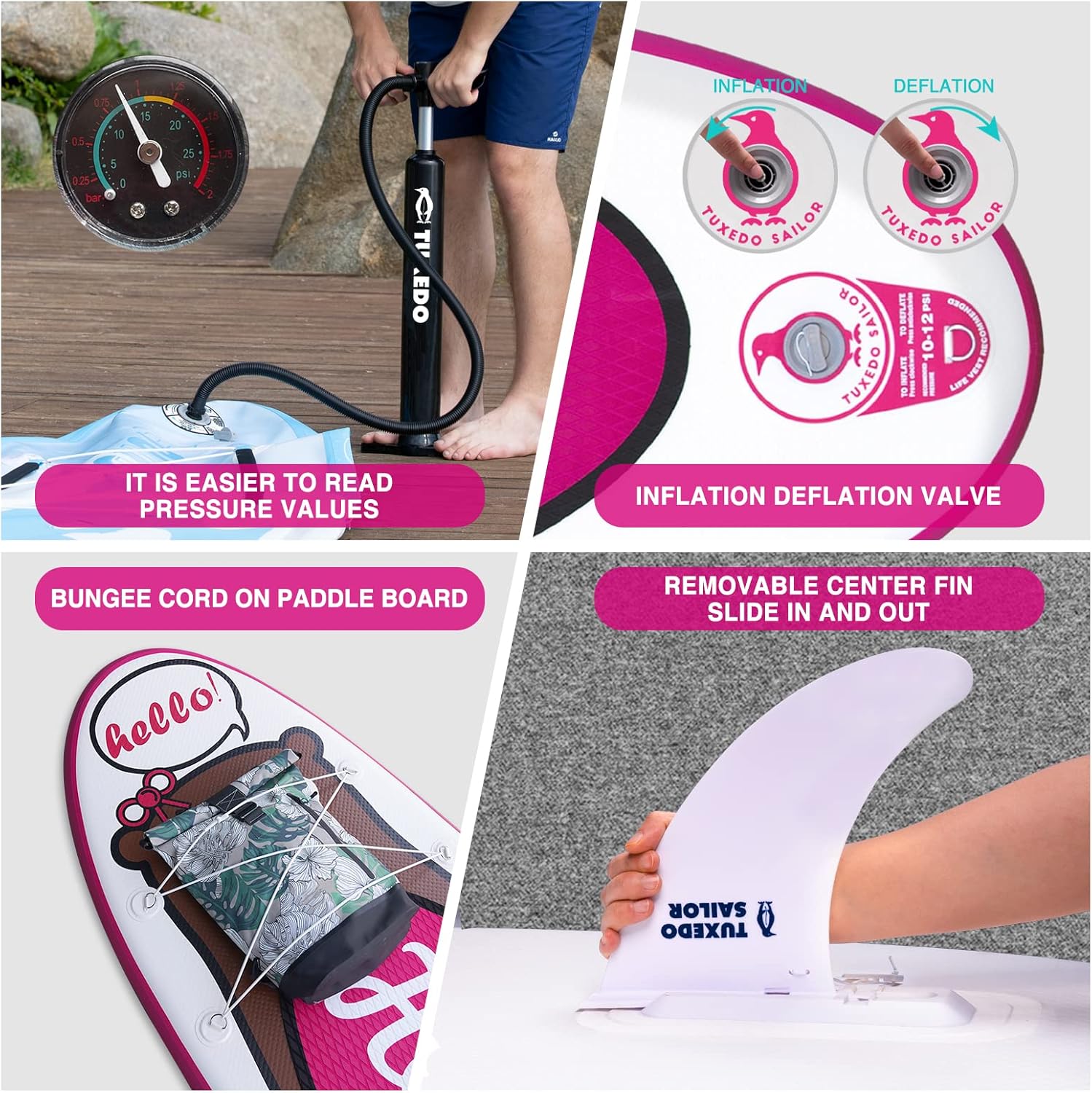 etezen Paddle Gonflable Adulte, Planche de Stand Up Paddle Gonflable, Sup Paddle Board Gonflable avec Accessoires Complets, Planche de Surf Paddle