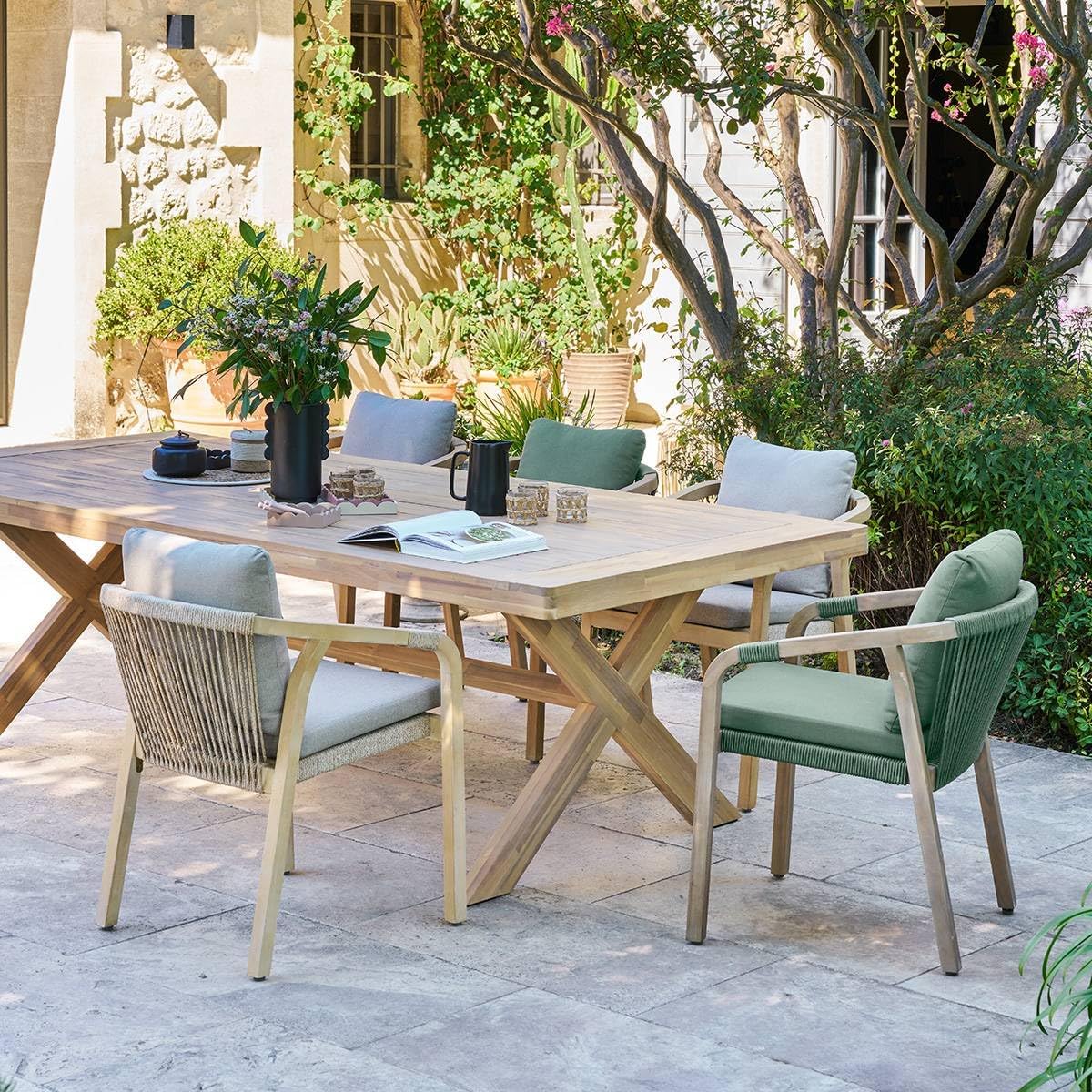 etezen - Xenia table de jardin 10 places - eucalyptus - grande taille