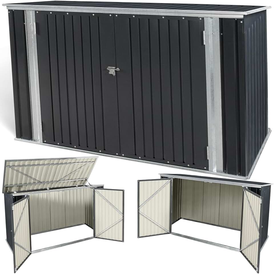 etezen - Abri de jardin métal 210x105x130cm - toit ouvrant, double porte, rangement vélos