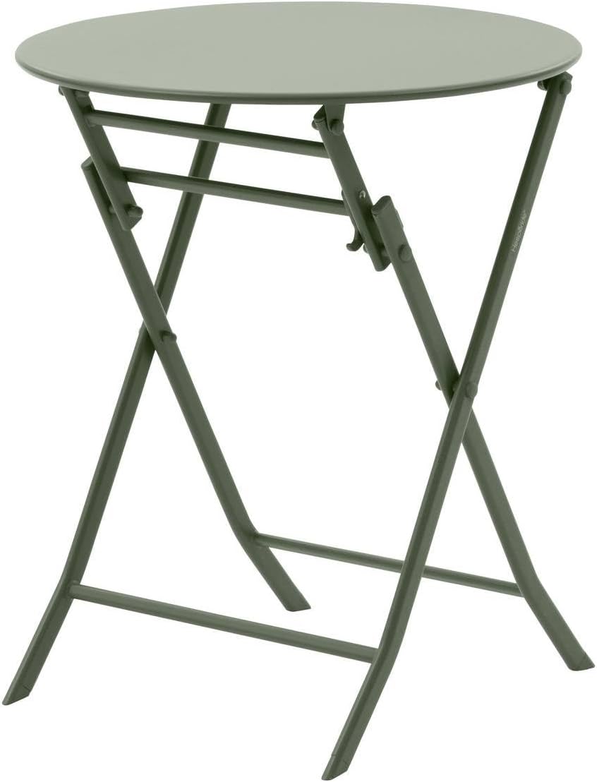 etezen - Greensboro ronde 2 places - acier vert laurier renforcé - table de jardin pliante
