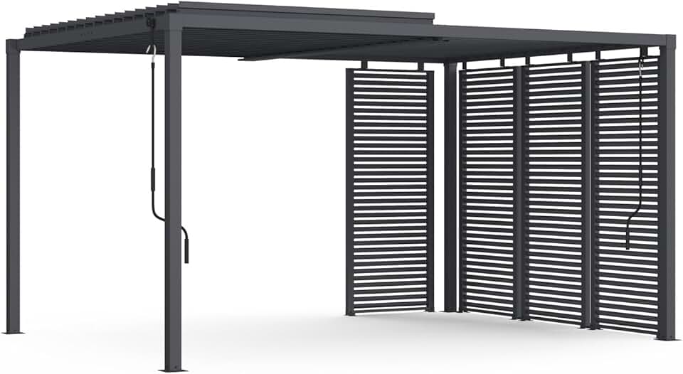 etezen - Pergola bioclimatique acier 3x4m lames orientables gris