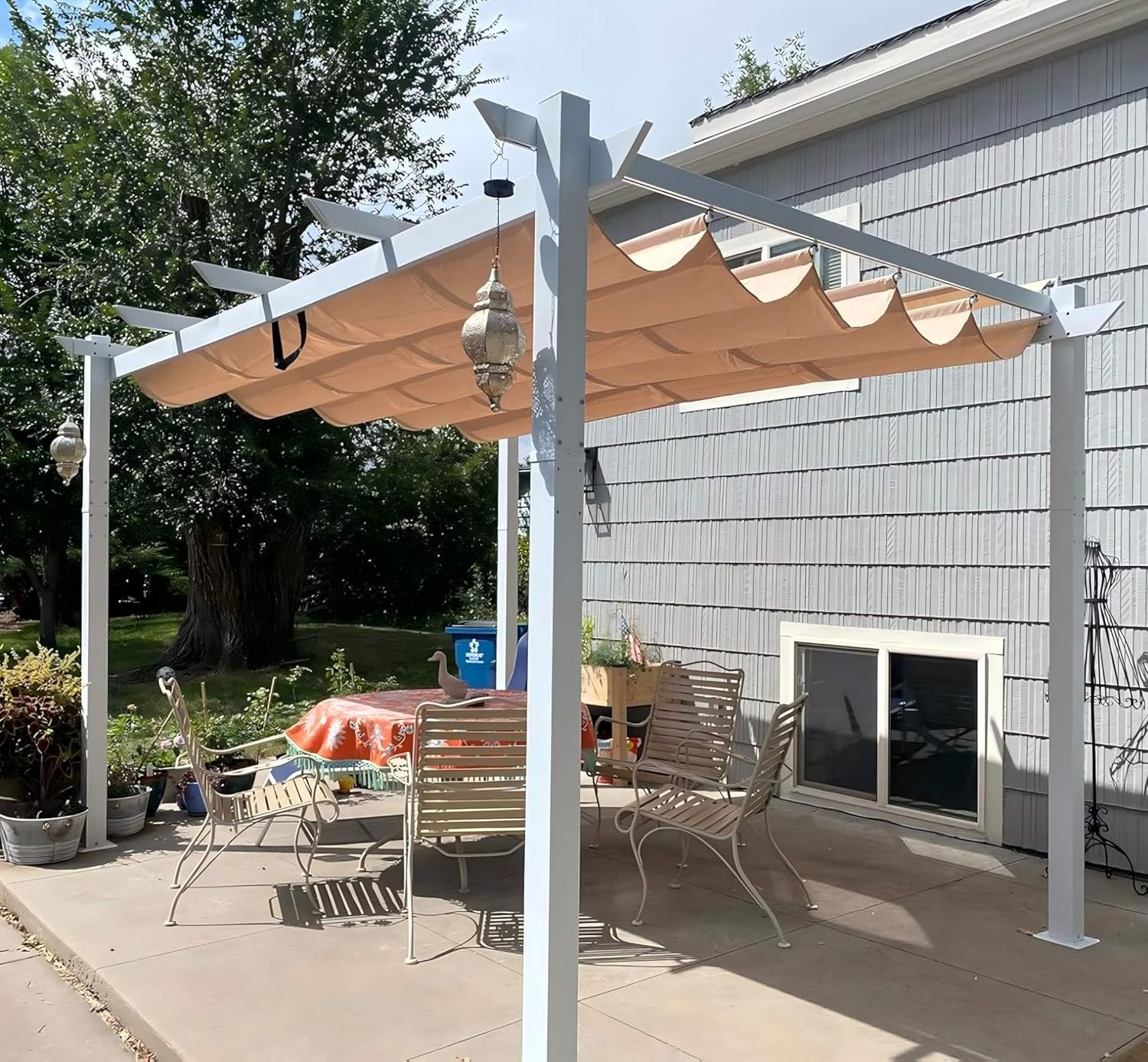 etezen - Pergola aluminium - 4x3m - éclairage intégré, toit kaki