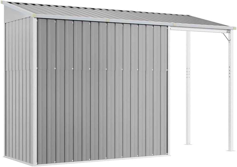 etezen Abri de Jardin avec Toit prolongé Gris Clair 277x107x181 cm, Maison & Jardin, Pelouses & Jardins, Vie en extérieur, Structures extérieures, Cabanes & abris de Jardin, Gris, (Poids 41.56KG)