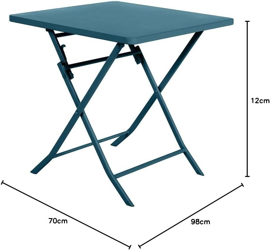 etezen - Greensboro série - 2 places, 70x70 cm - Acier bleu canard antirouille, pliante