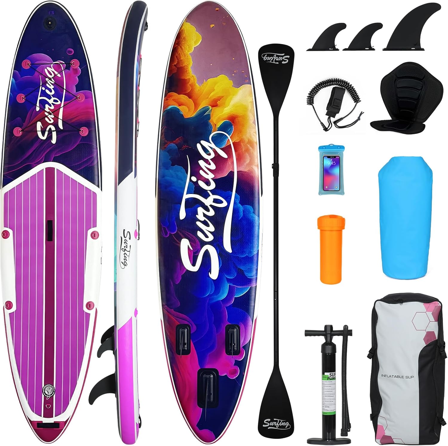 etezen - Paddle gonflable 320/335 cm - 2 places, siège kayak, pagaie, pompe, 150 kg