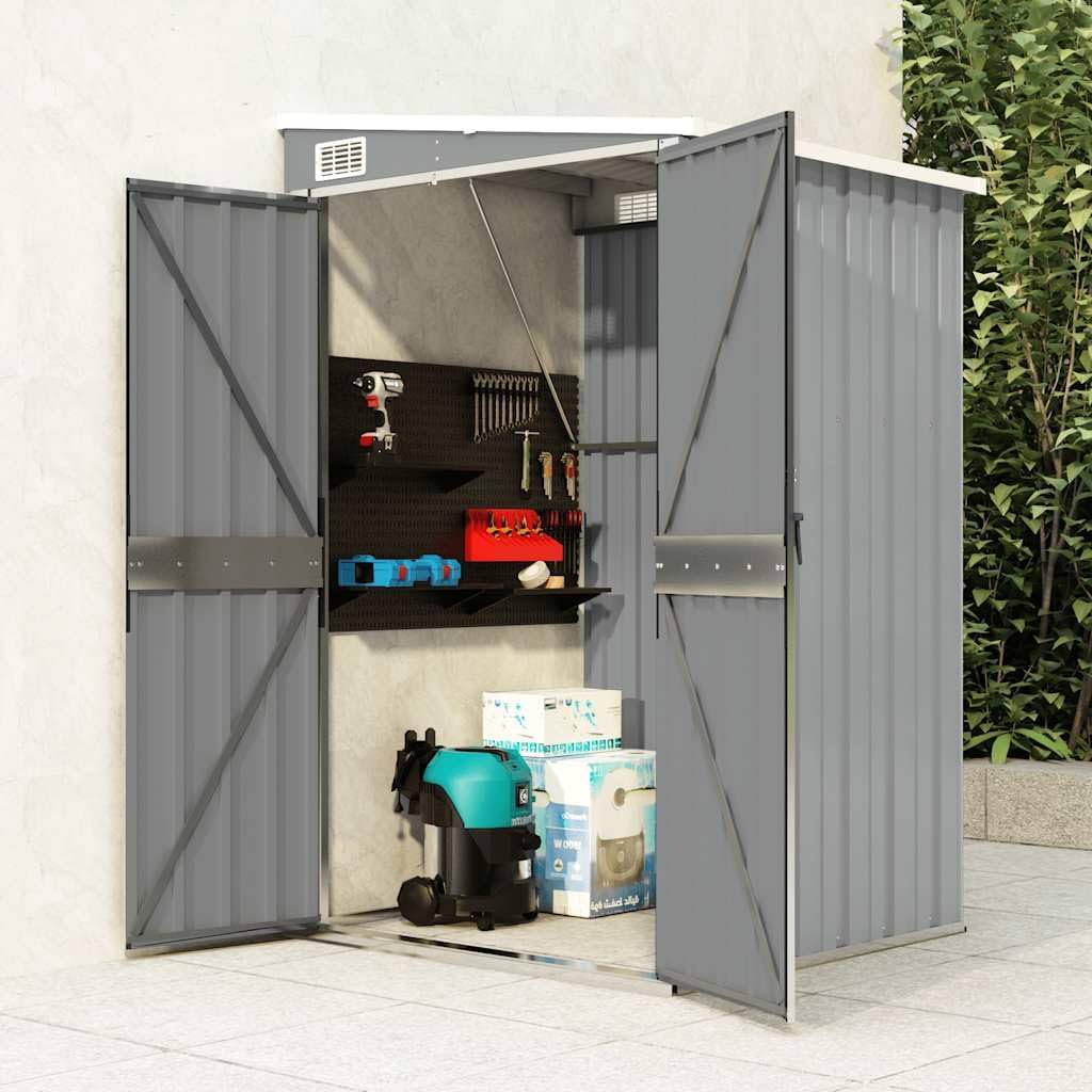 etezen Remise de Jardin Murale Gris 118x100x178 cm Acier galvanisé,Structures extérieures, Cabanes & abris de Jardin,316218