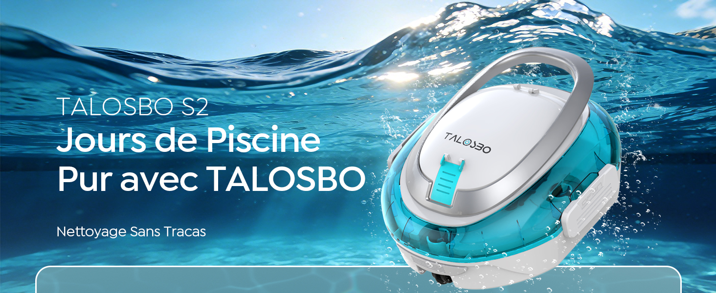 Le texte indique « etezen S7 » et « Jours de Piscine Pur avec etezen ». La publicité montre un fond d'eau bleu avec des motifs d'appareils circulaires flottants.