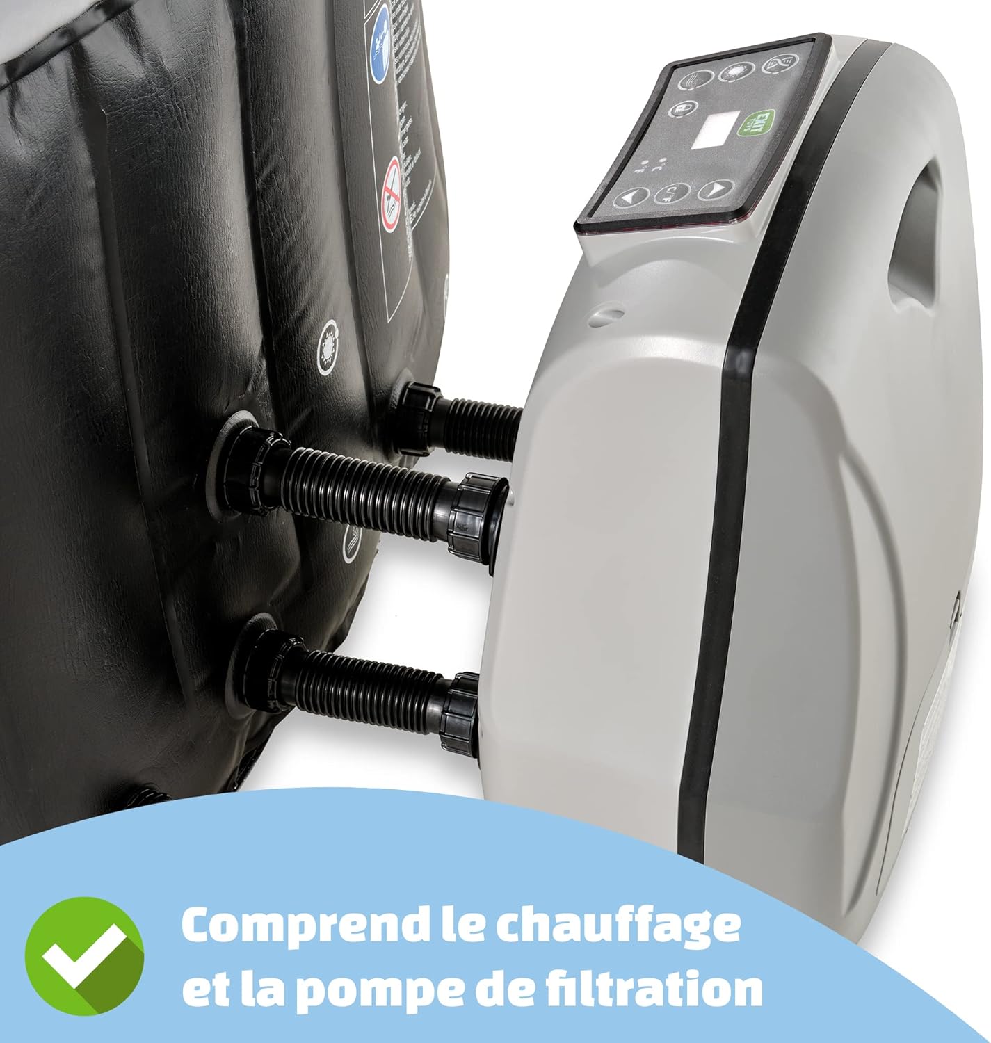 etezen - Silver Classic Spa - 204x65cm - 4 places, chauffage, 140 jets d'air, filtration