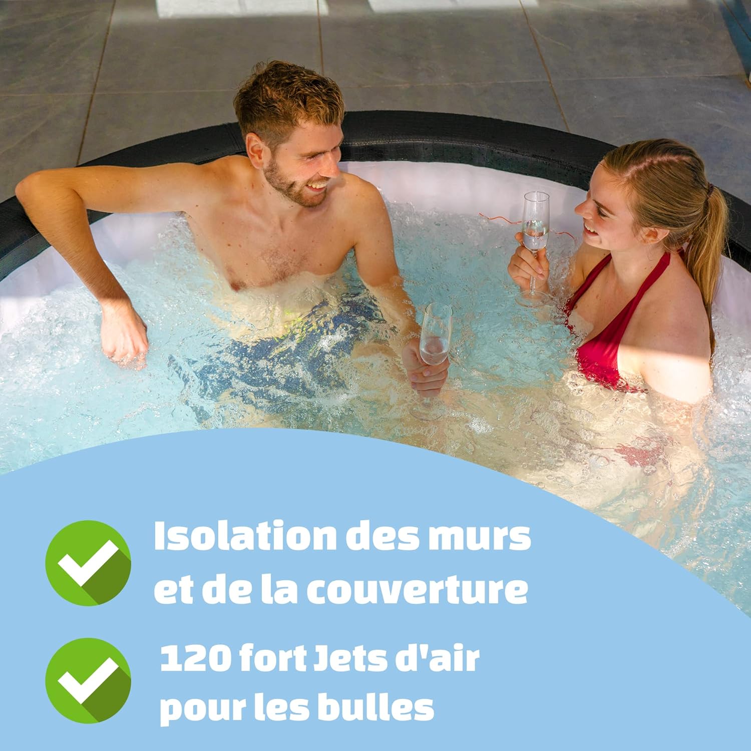 etezen - Leather Premium Spa extérieur 184x73cm - 4 places, chauffage, 120 jets air
