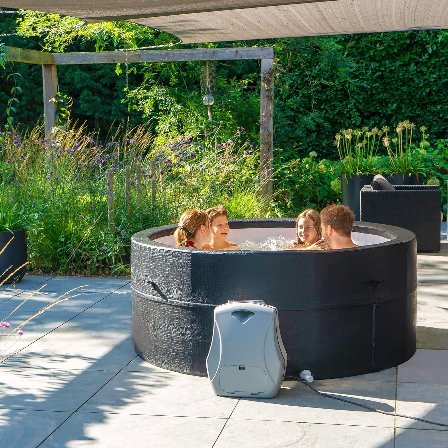 etezen - Leather Premium Spa extérieur 184x73cm - 4 places, chauffage, 120 jets air