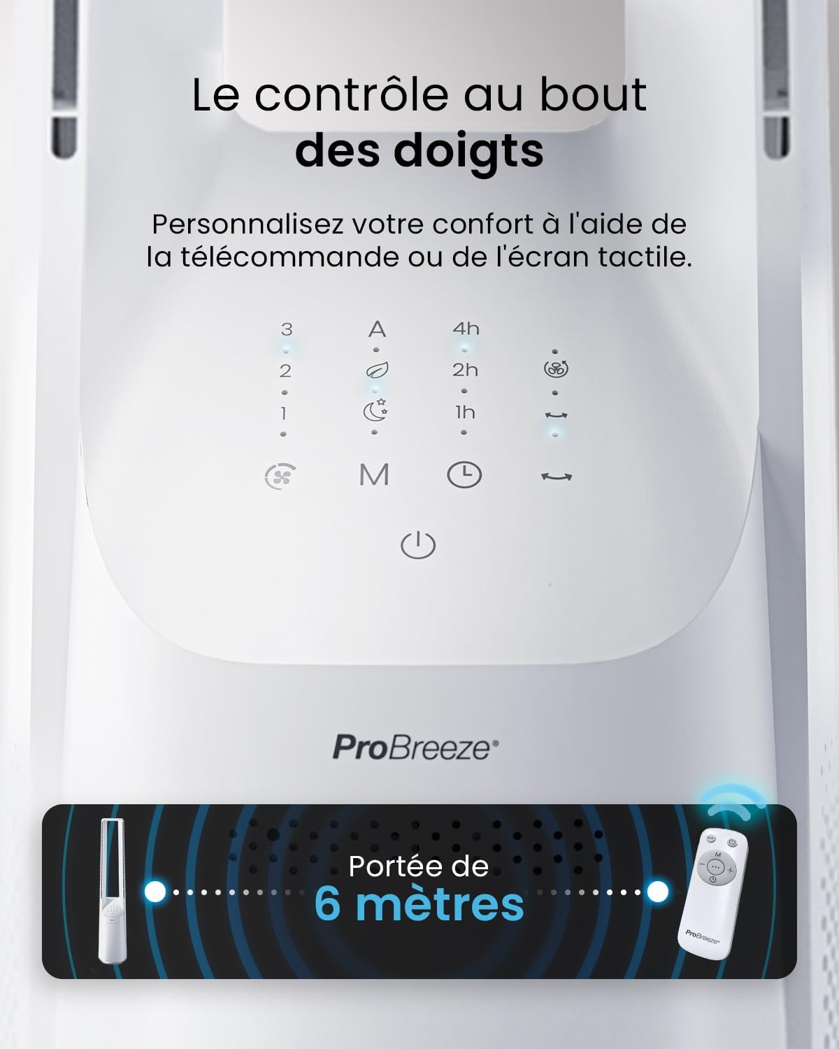 etezen - Ventilateur colonne, 101 cm - 6 vitesses, oscillation 60°, silencieux
