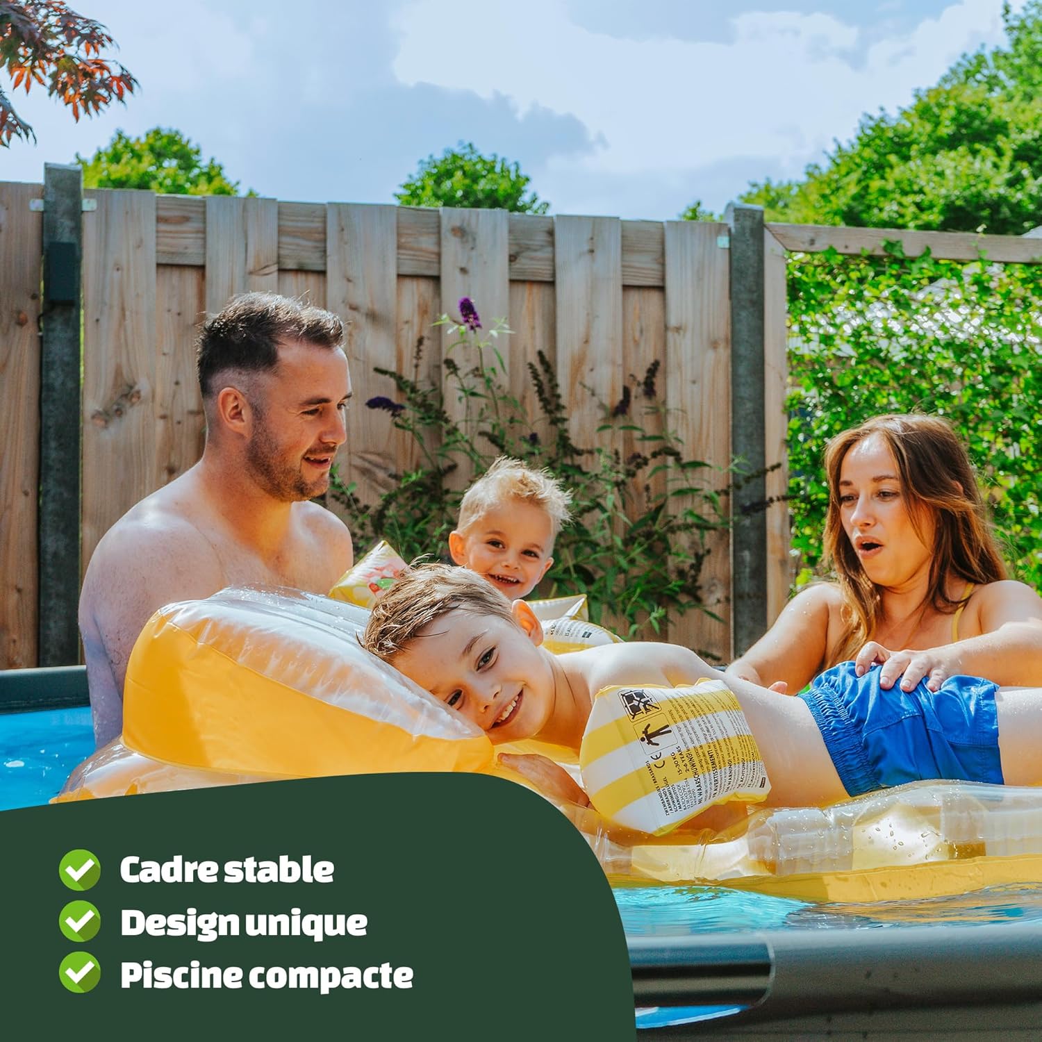 etezen - Piscine Tubulaire Lime - 300x76cm - Pompe filtrante, entrée basse, cadre stable, vert