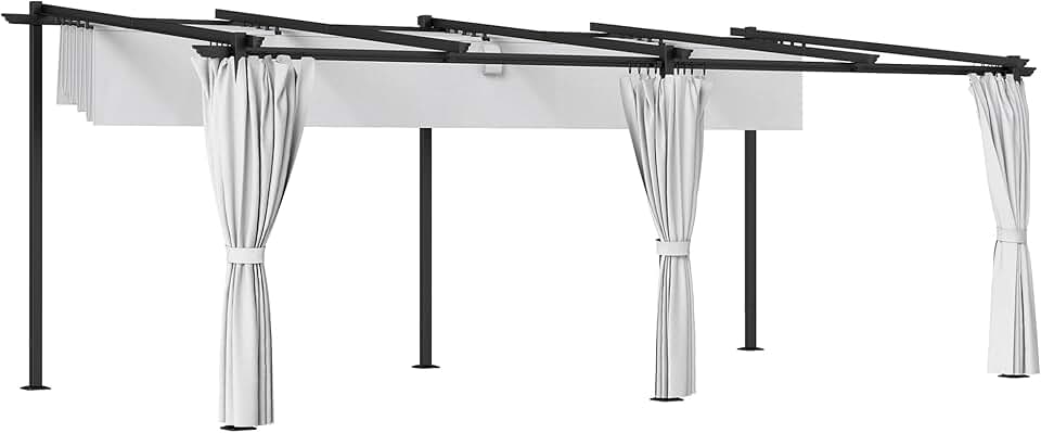 etezen - pergola rétractable - 3x6m - rideaux latéraux, UPF30+