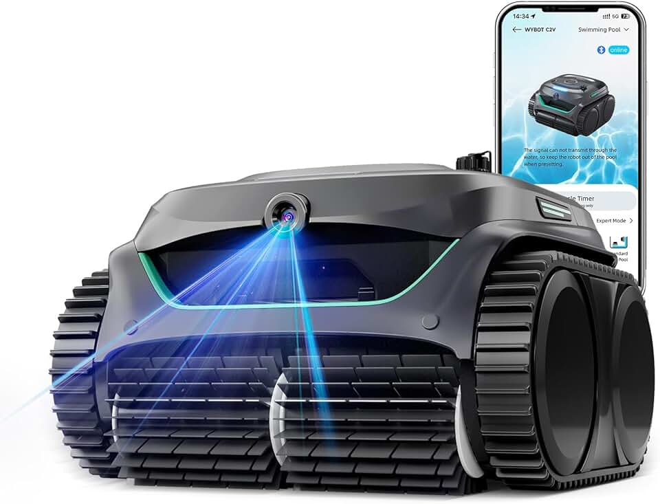 etezen - Robot piscine C2 Vision AI - 180m² - sol/mur, caméra, sans fil