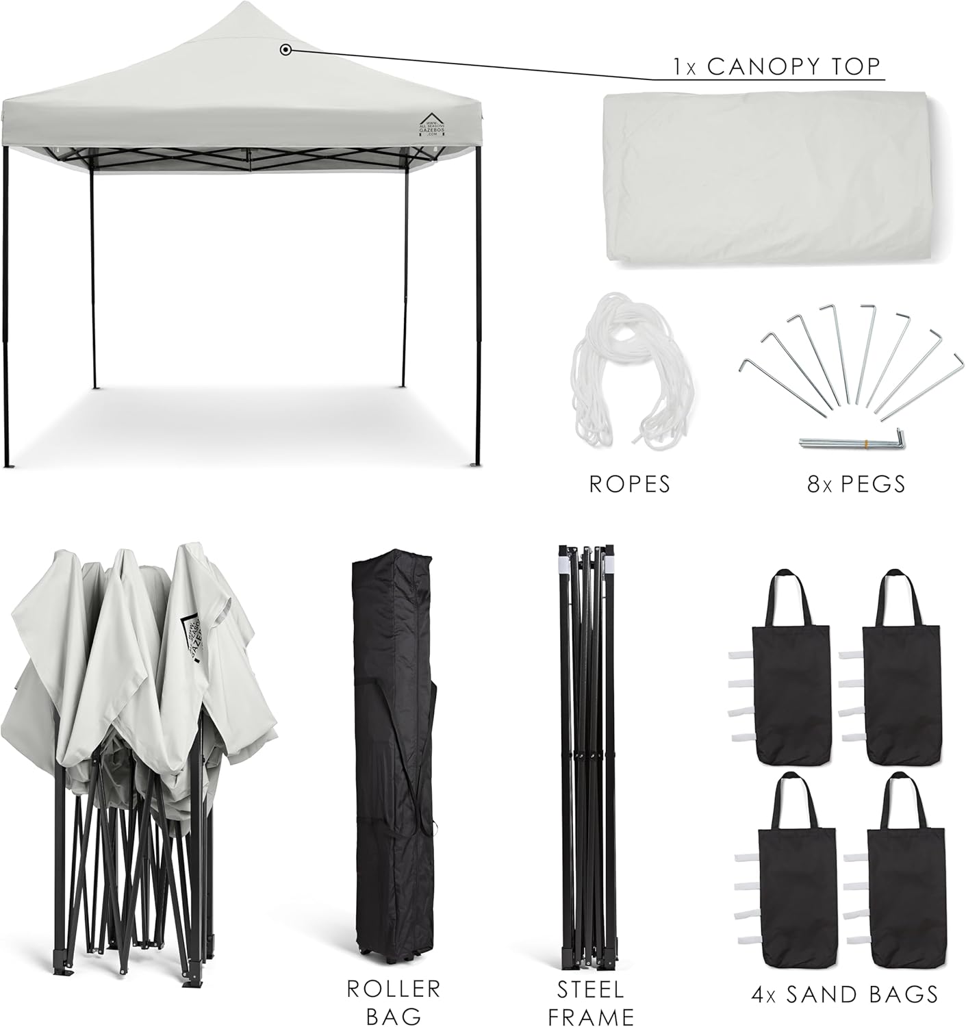 etezen - Pop-up tonnelle série 3x3m - blanche, 100% imperméable