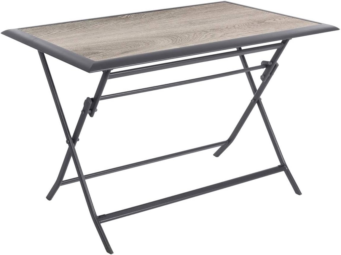 etezen - Azua - table pliante rectangulaire, 4 places, aluminium epoxy, gris fumé