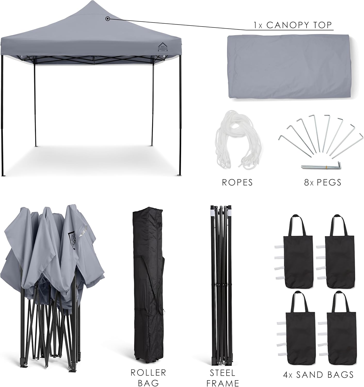etezen - Tonnelle série résistante - 3x3m - étanche, gris métallisé