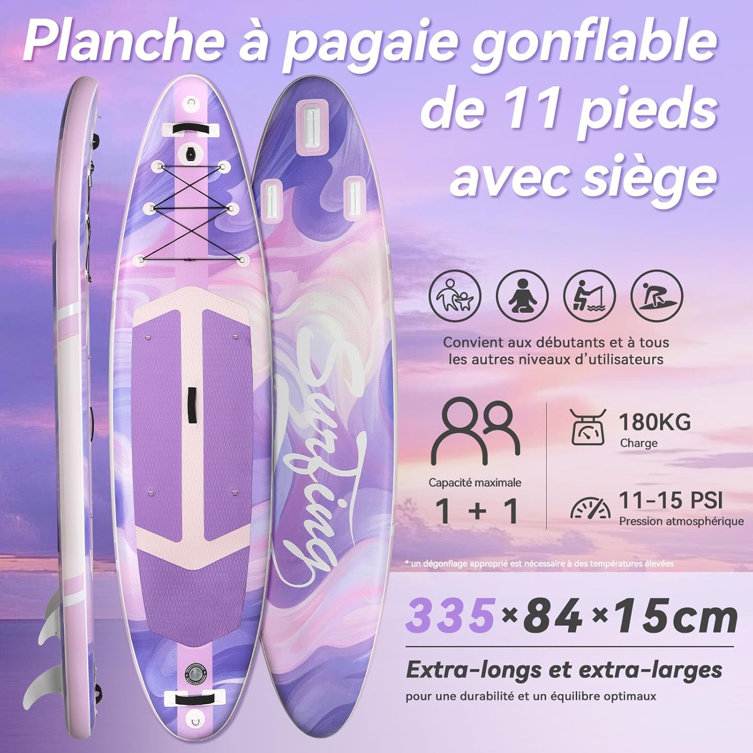 etezen - Paddle Gonflable Série Adulte - 320/335cm - 2 personnes, siège kayak, pagaie alu, support caméra, jusqu'à 15