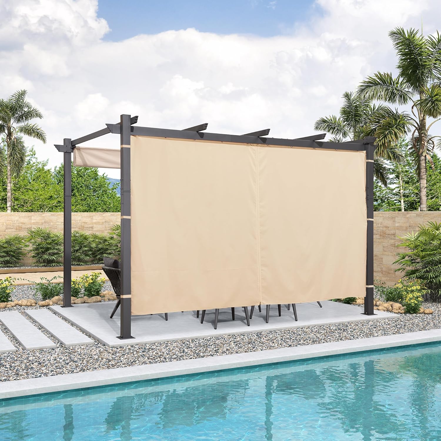 etezen - Pergola aluminium série Rideau - 4x3m toit coulissant extérieur
