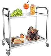 etezen Chariot de Service INOX Service desserte de Cuisine à roulettes avec roulettes, 2 étagère...