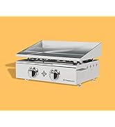 etezen Plancha Gaz Tout INOX 2 Feux 5 KW - Anti-adhésive et Nettoyage Facile modèle Flamenco
