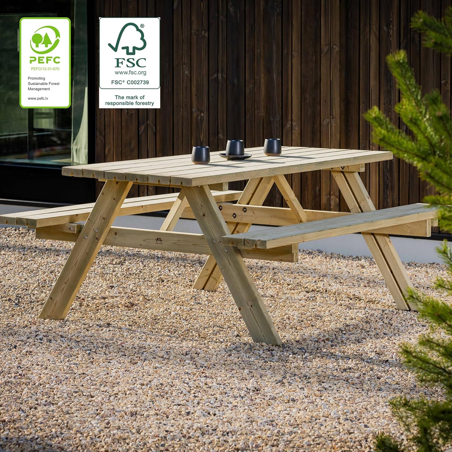 Table de Pique-Nique - Collection UNGURS - Résistante aux intempéries - Sièges pliants, idéale jardin_extérieur - etezen-