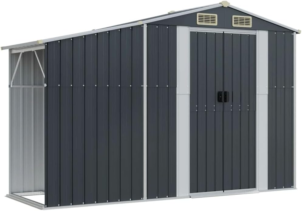 Abri de Jardin en Acier galvanisé, Salles de Stockage de Jardin Extérieures avec Bouches D'aération et Poignées Pratiques pour Ranger Les Outils, Les Ustensile de (277 x 107 x 179 cm)
