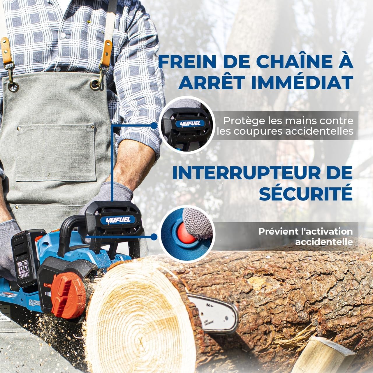 etezen - Tronçonneuse sans fil 40V - 38 cm - Moteur brushless, 2 batteries 4 Ah