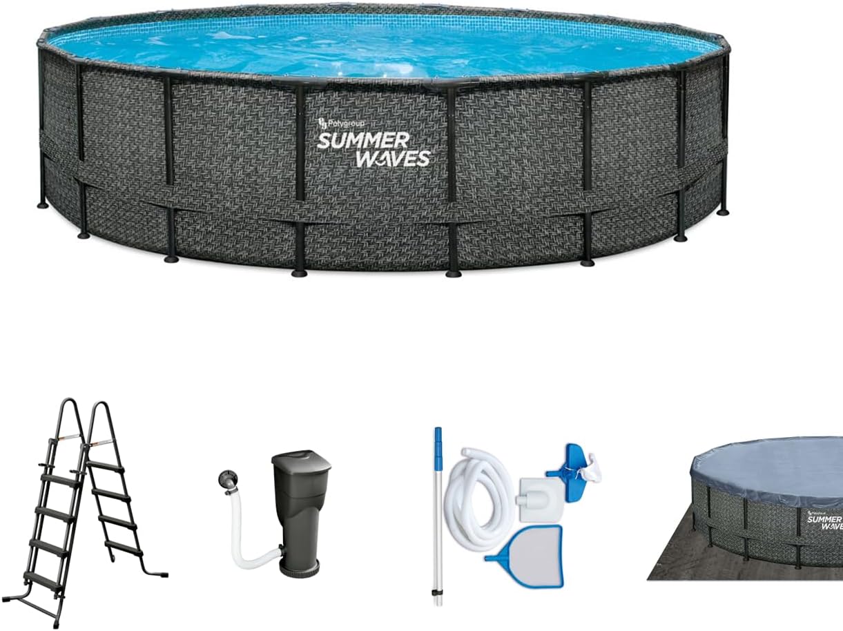 etezen - Elite Frame rotin gris - Ø488x122 cm - Piscine hors-sol