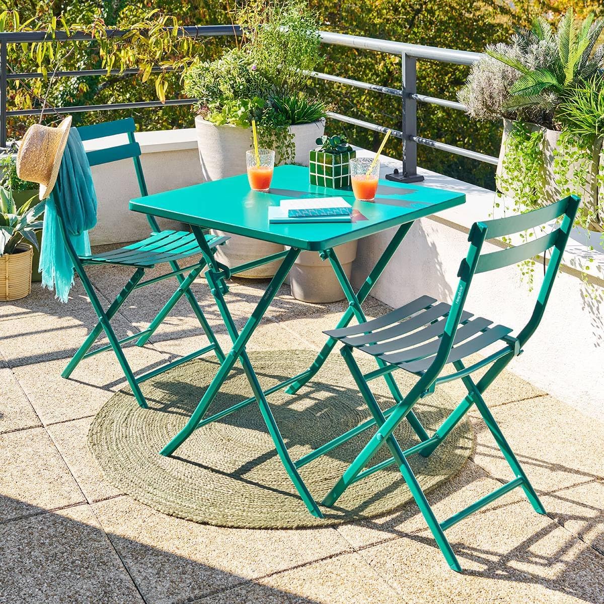 etezen - Greensboro Opale - 2 places - Acier renforcé antirouille, 55x55 cm