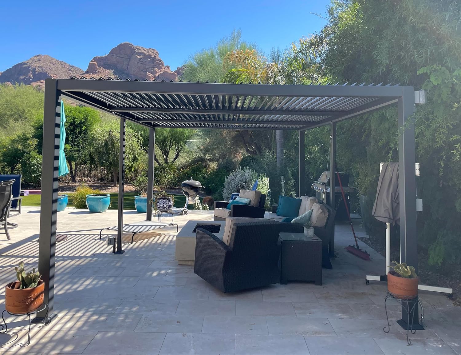etezen - pergola bioclimatique - 3,5x6,35m - aluminium, lames orientables, résistante intempéries