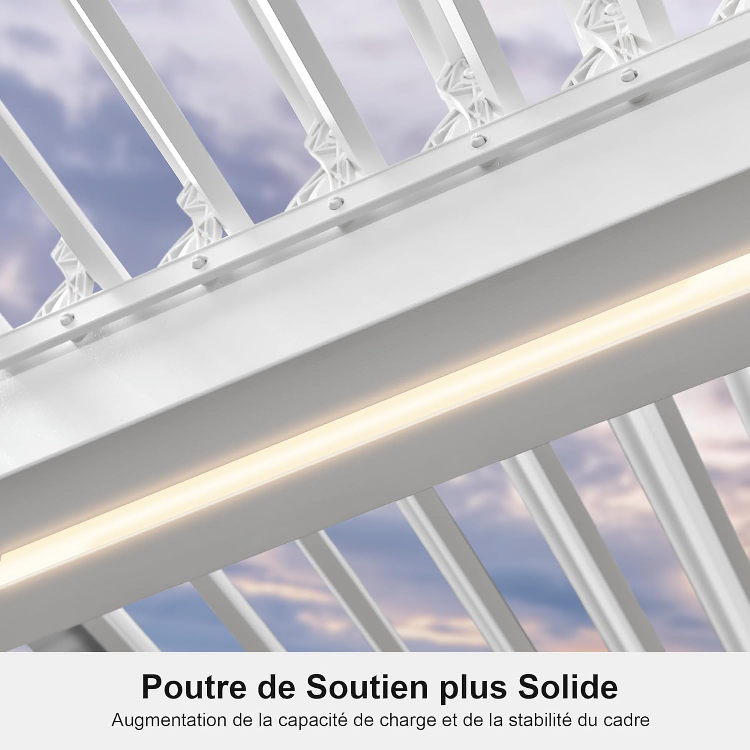 etezen - Pergola bioclimatique 4,24x3m - alu, LED, gouttières, blanc