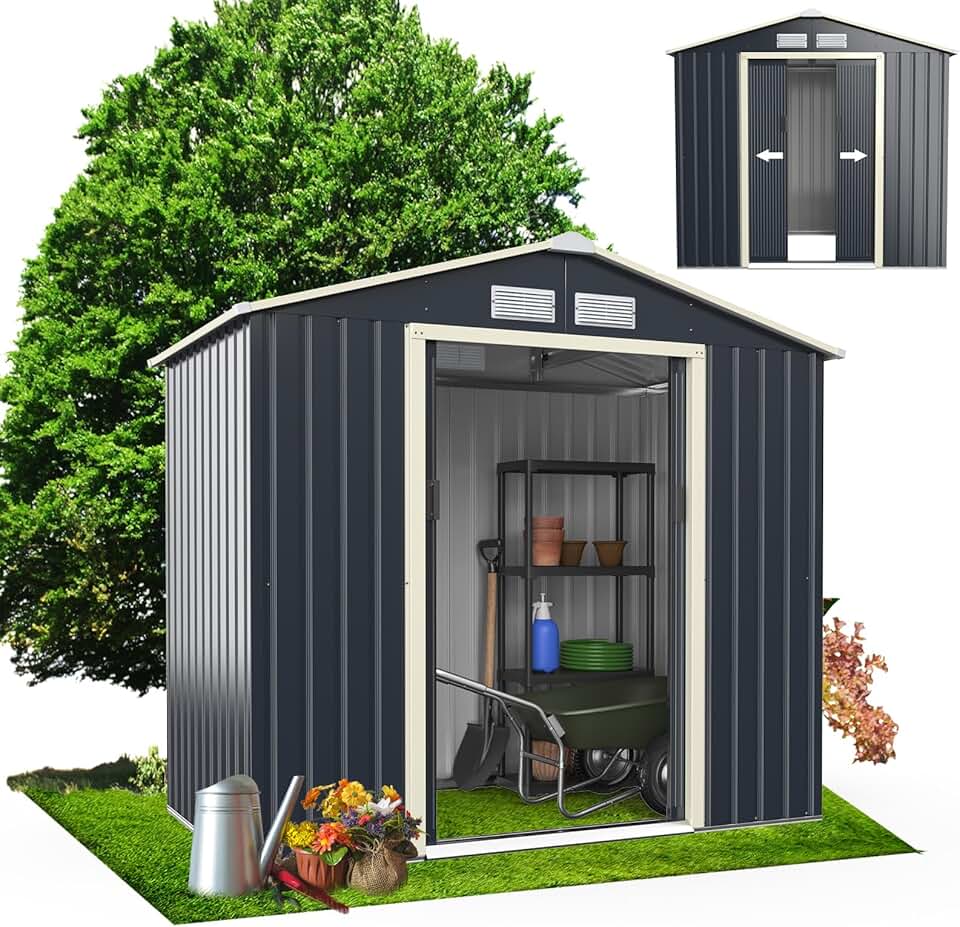 etezen - Abri de Jardin Métal série Toit en pente - 213x128x195cm - Porte coulissante, résistant, 3m2