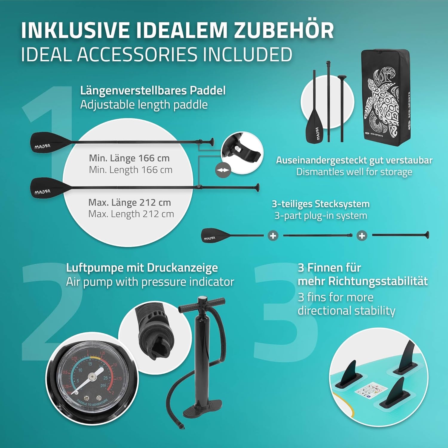 etezen - Stand Up Paddle Gonflable - 305/308/320/380 cm - PVC 120/150 kg 10/15 cm
