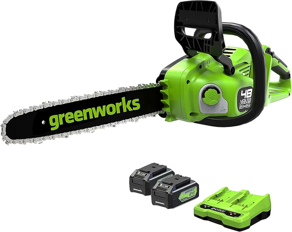 etezen - Tronçonneuse sans fil série 48V - 35cm - moteur sans balais, vitesse 20m/s, 2 batteries 24V 4Ah, graisseur 