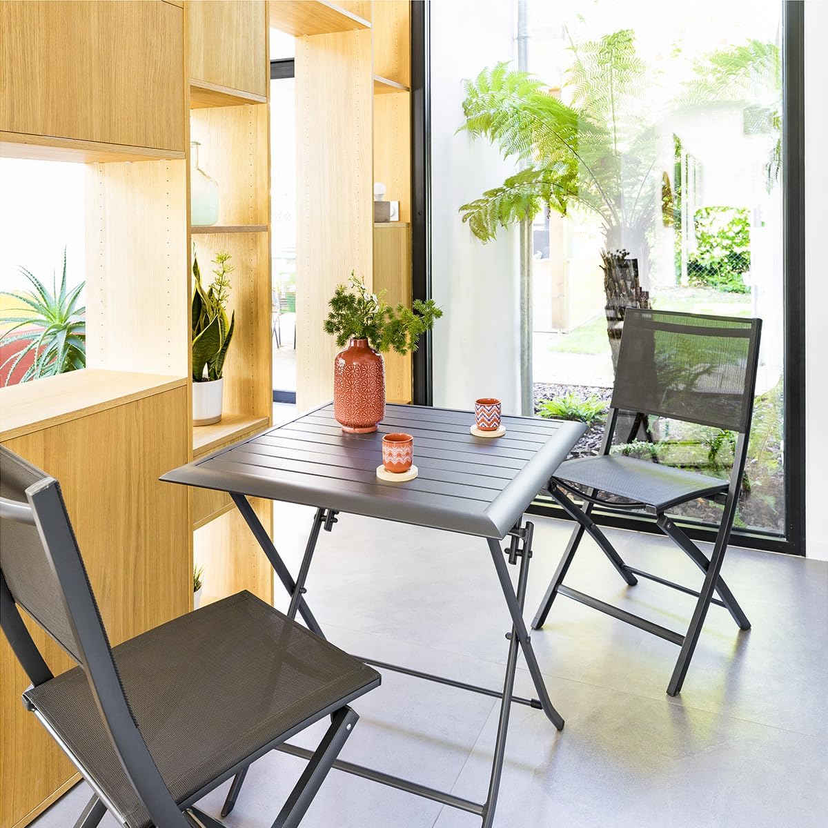 etezen - Azua - table pliante 2 places 70x70cm aluminium gris