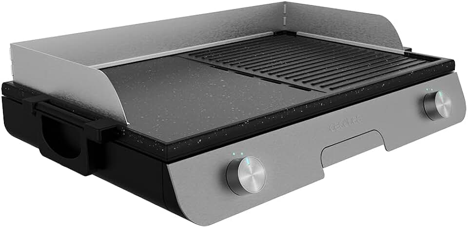 etezen - PerfectRoast 3000 - barbecue inox - 3000W, surface mixte, Rockstone antiadhésif, thermostat, bac graisse 03182