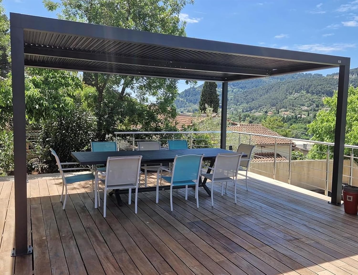 etezen - pergola bioclimatique - 4,8x3,68m - aluminium, stores, lames orientables