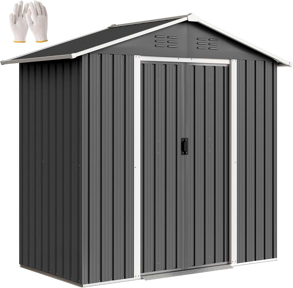etezen - abri de jardin métal 1,8 m² - 194x107x191 cm, portes coulissantes, 4 aérations