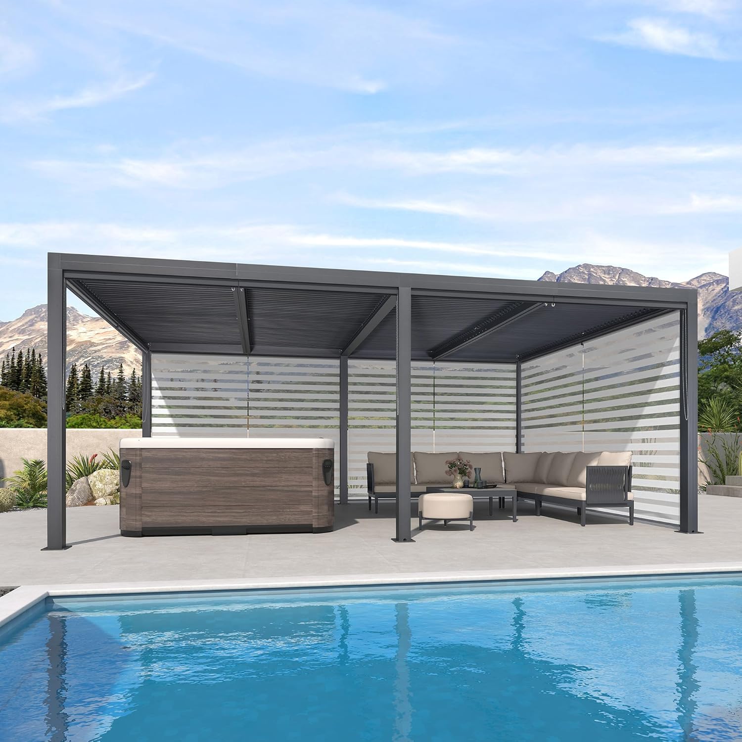etezen - Pergola Bioclimatique 6x3,68m - aluminium, stores, lames orientables