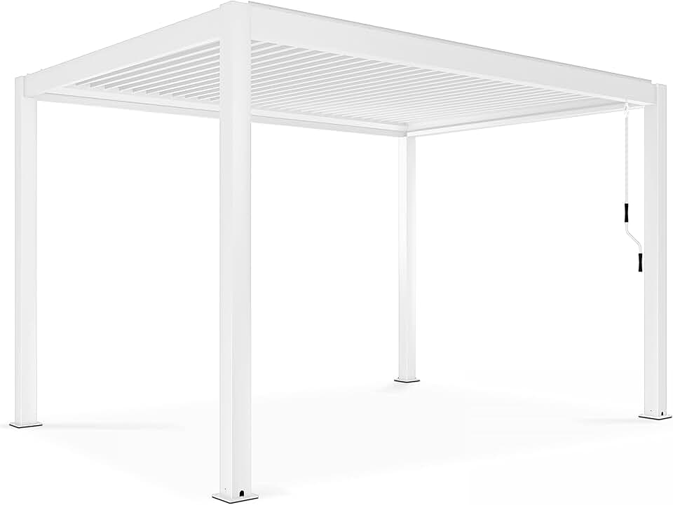 etezen - Pergola bioclimatique autoportée blanche - 3x4m - résistance météo