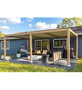 etezen Pergola Bioclimatique en Effet Bois Aluminium 3,5 x 5,5 m, Tonnelle de Jardin Extérie...