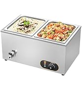 etezen Bain Marie Électrique en Acier Inoxydable, Température réglable, 2X 1/2 GN Récipients ave...