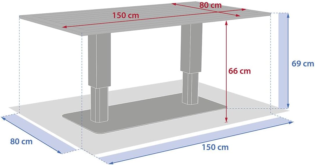 etezen - Salimia - 150x80 cm - table relevable, alu anticorrosion