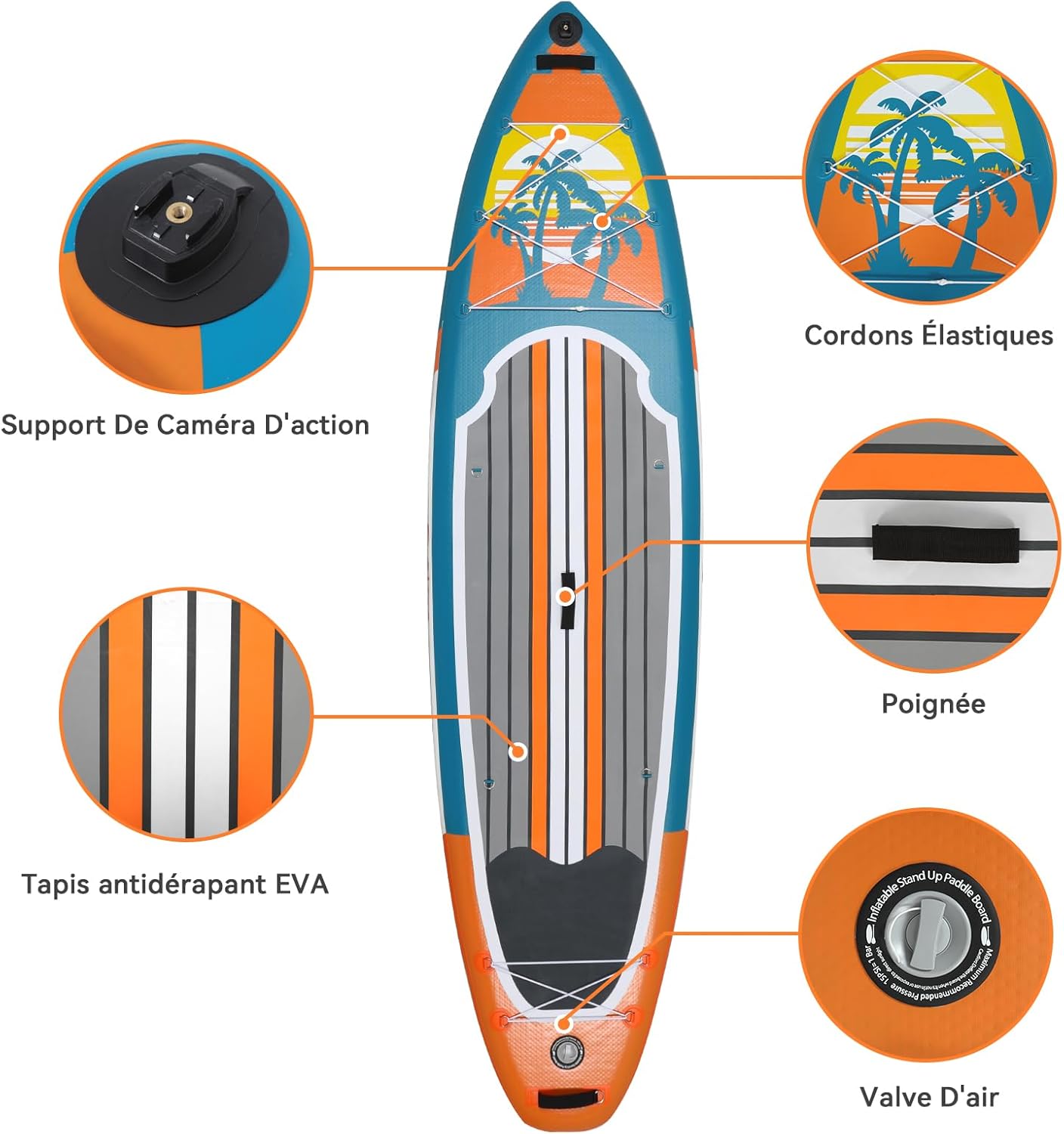 etezen - Paddle gonflable adulte - 320/335cm - 2 personnes, siège kayak, pagaie alu, caméra, pompe, 150kg