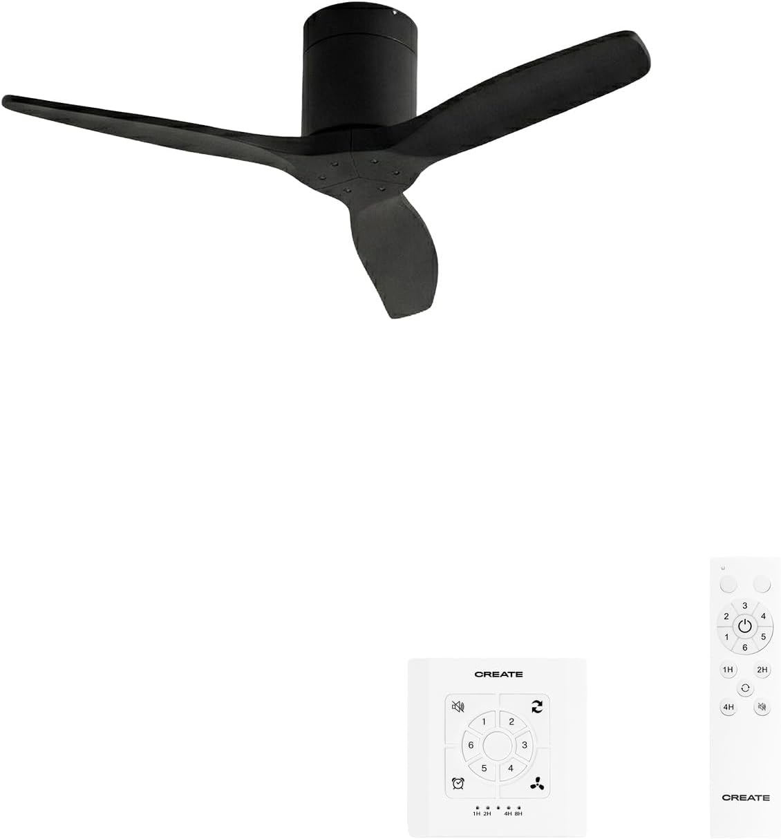 CREATE - Windcalm S - Ø112 cm - ventilateur plafond ABS noir, 6 vitesses, silencieux, télécommande