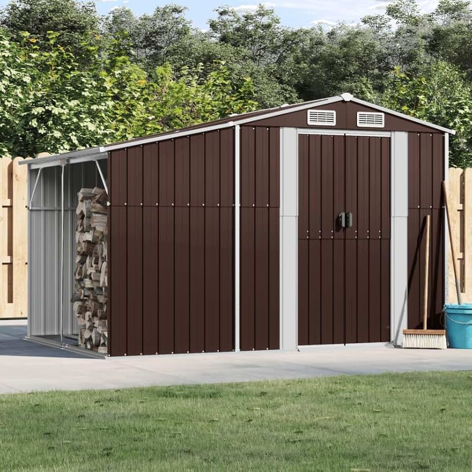 etezen - abri de jardin acier galvanisé marron 277x192,5x179 cm