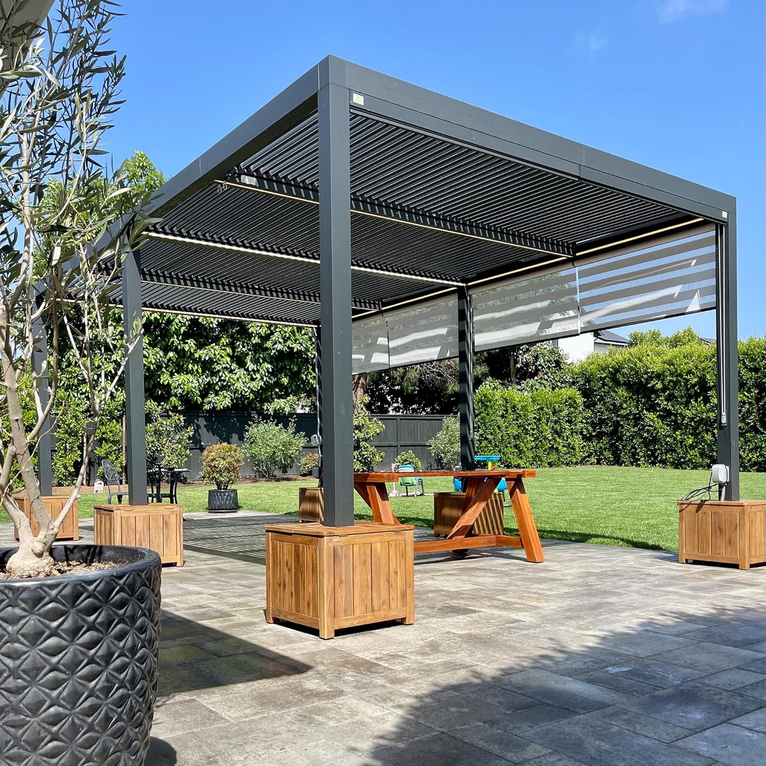 etezen - Pergola Bioclimatique 6x3,68m - aluminium, stores, lames orientables