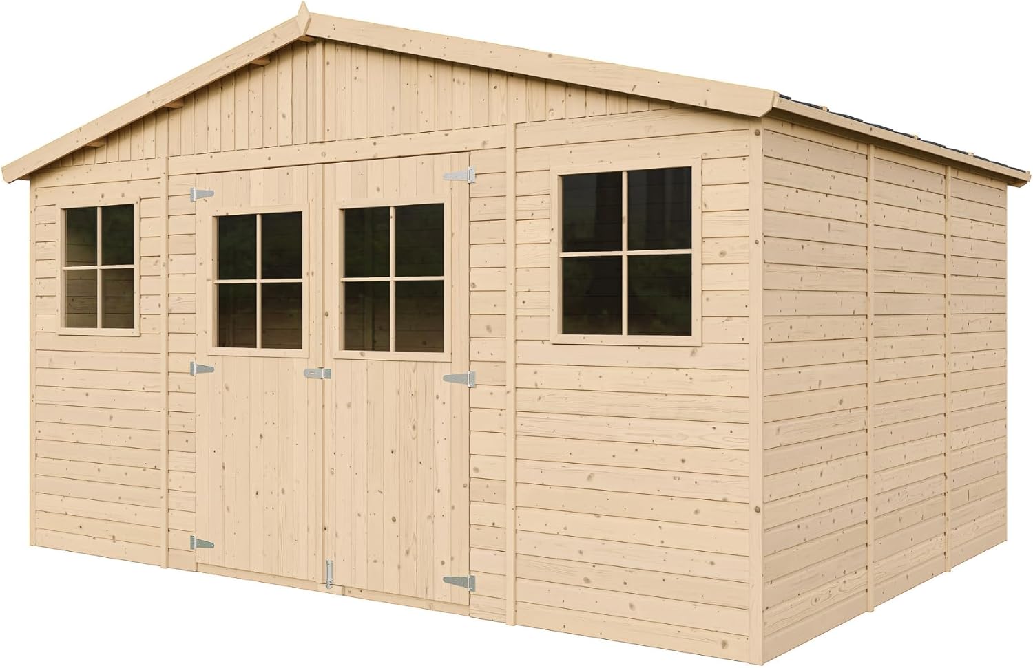 Abri de Jardin en Bois Exterieur avec Plancher IMPRÉGNÉ- Chalet en Pin/épicéa-H246x418x320 cm/12 m²- Construction de Panneaux - Rangement pour vélos, Remise à Outils- etezen M331+M331G